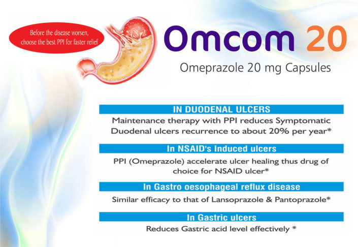OMCOM 20 omeprazole 20mg Capsules | Pharma PCD Franchise company in Mohali | Psychocare Health Pvt. Ltd.
