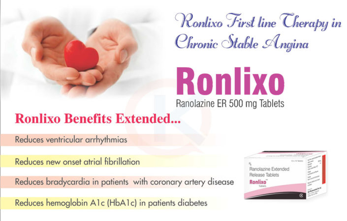 Ronlixo Ranolazine ER 500mg Tablets Pharma Franchise - Psychocare Health Pvt. Ltd.