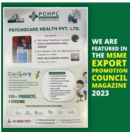 Celebrating Global Recognition: Psychocare Health Pvt. Ltd. Featured in MSME Export Promotion Council Magazine 2023